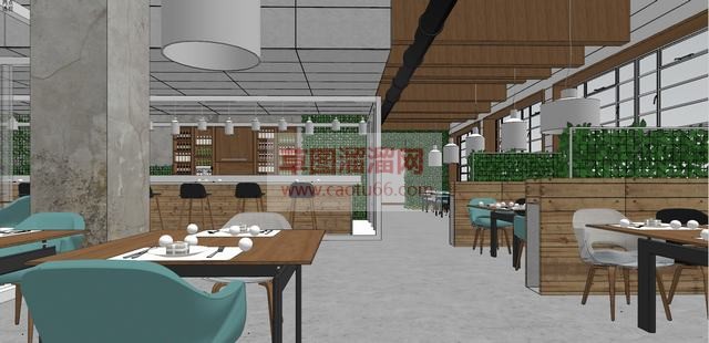 纯生态餐厅早茶店SU模型