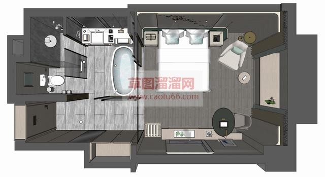 酒店套间室内SU模型