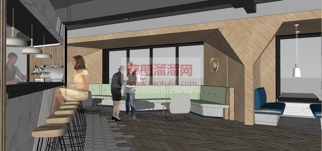 咖啡厅茶餐厅饮食店SU模型