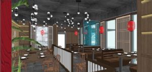 中式面馆餐厅SU模型