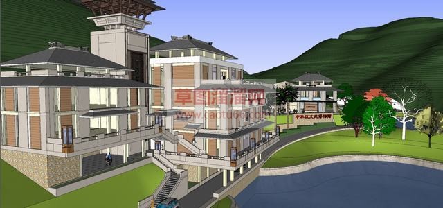 中式汉唐建筑SU模型