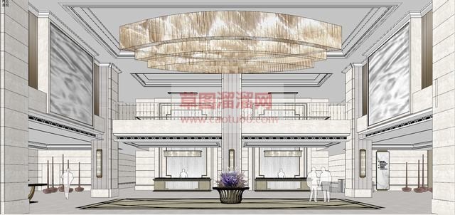 主题酒店大厅SU模型
