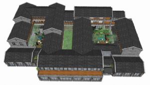 中式商铺建筑SU模型