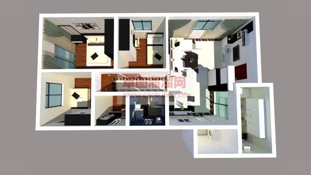 小户型家装室内SU模型
