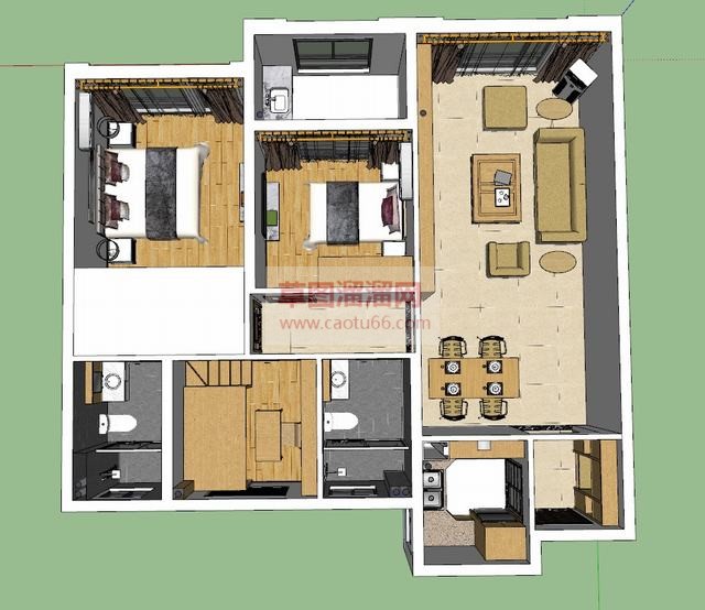 户型室内装修SU模型