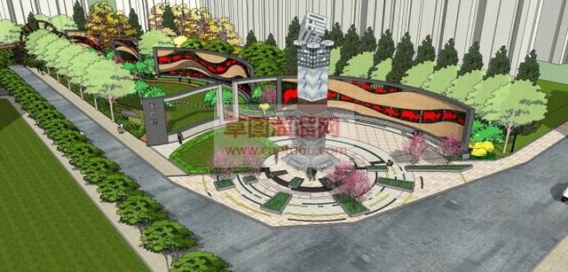 商业广场景观SU模型