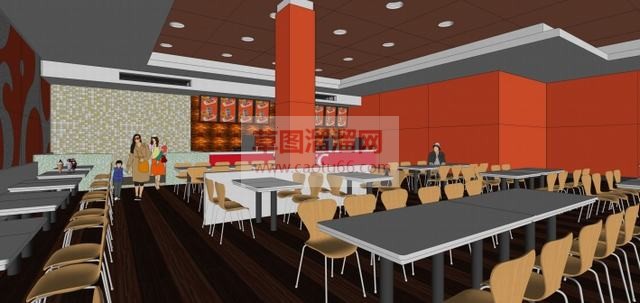 肯德基店室内SU模型
