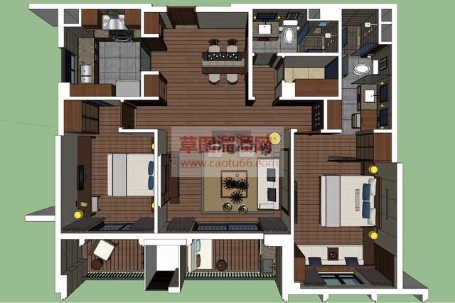 中式室内家装SU模型