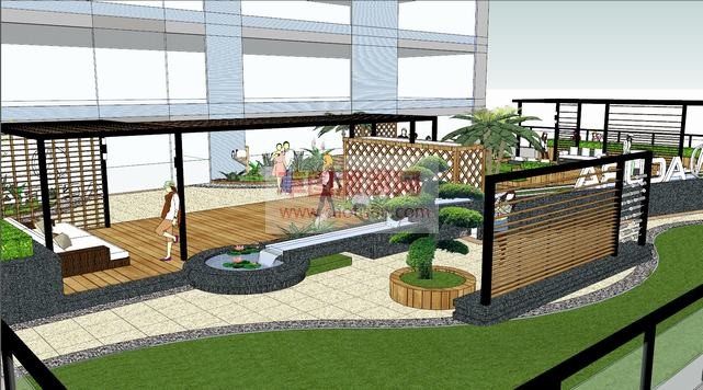 现代屋顶花园SU模型