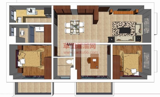 现代样板间房SU模型
