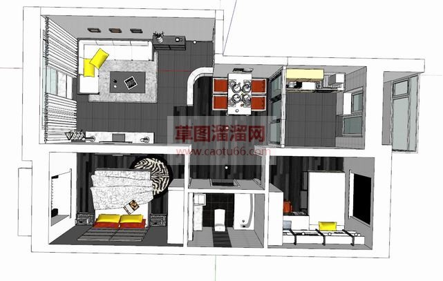 小小户型室内SU模型