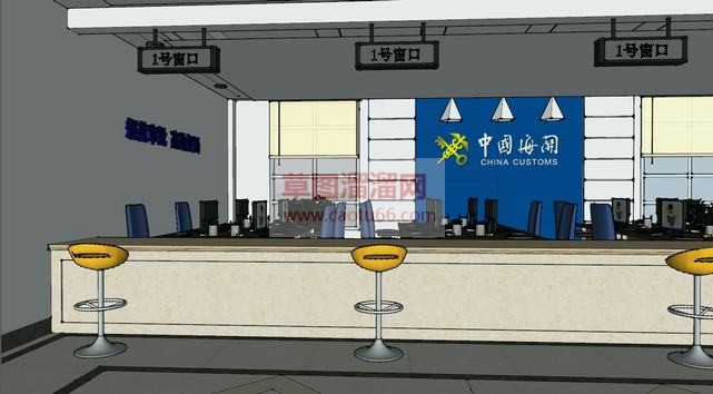 行政办证大厅SU模型