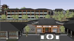 中式古典酒店SU模型