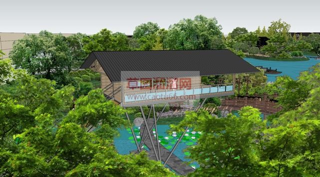 公园景观：廊SU模型