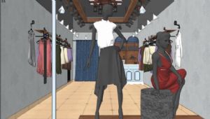 80平方服装SU模型