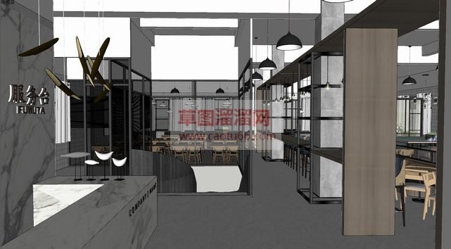 宜兴艺术茶餐SU模型