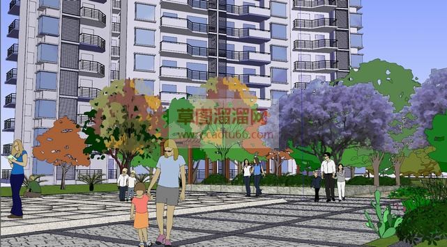 小区绿化+防SU模型