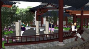 中式公园景观SU模型