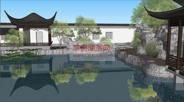 中式园林草图SU模型