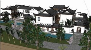 中式苏式园林SU模型