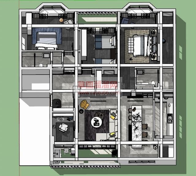北欧风格住宅SU模型
