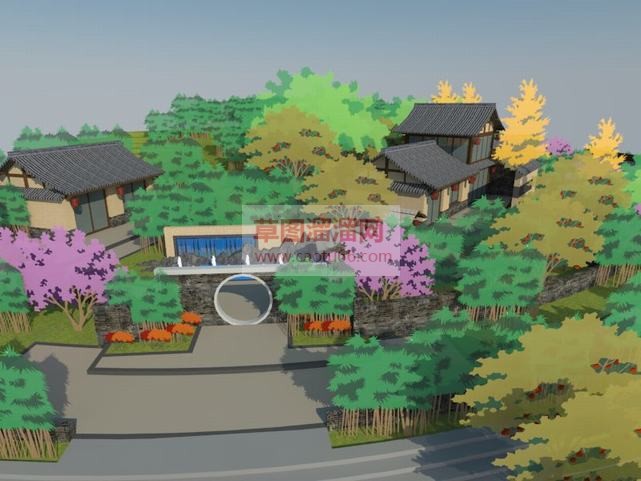 度假村民宿客SU模型