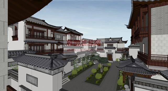 中式别墅住宅SU模型