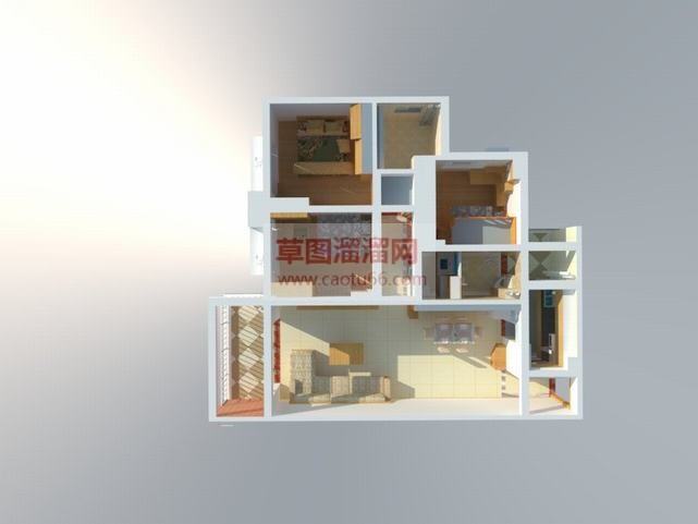 三室室内家装SU模型