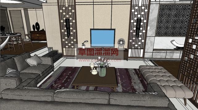 中式精细室内SU模型