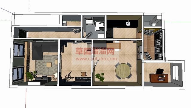 跃层复式二楼SU模型