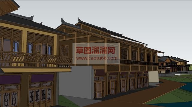 民主古建小镇SU模型