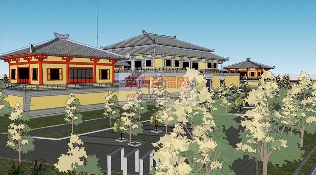 汉唐风格古建SU模型