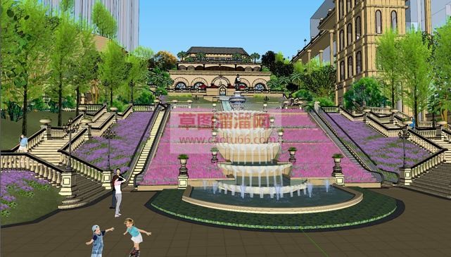 欧式风格山地SU模型