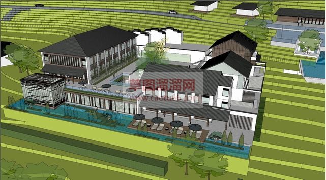 山地民宿建筑SU模型