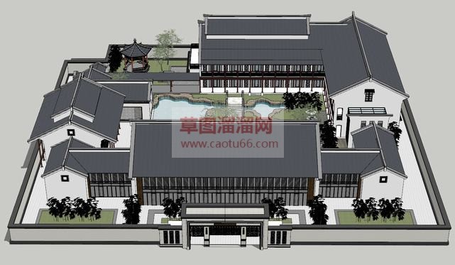 中式合院免费SU模型