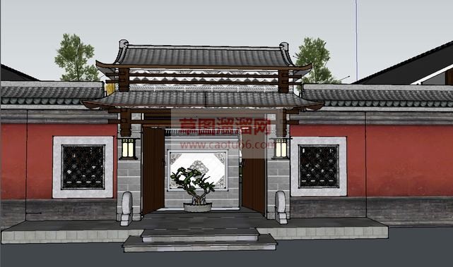 中式祠堂合院SU模型