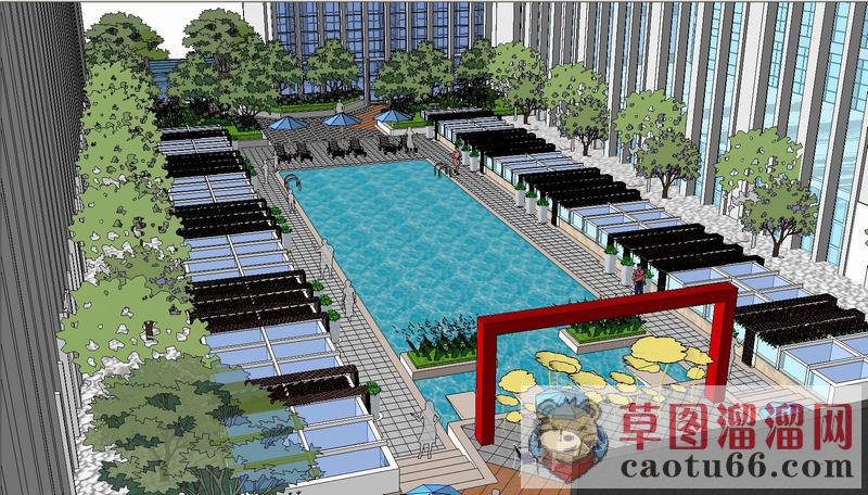 游泳池景观SU模型