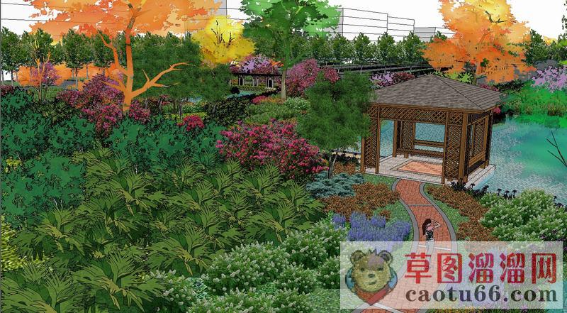 公园长廊廊架SU模型