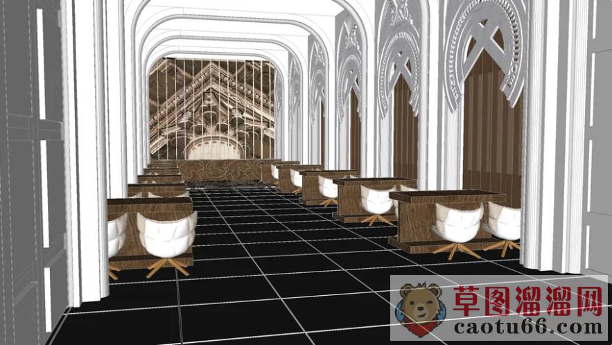 俄罗斯风格餐厅SU模型