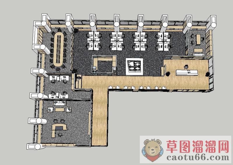 大型公司办公室SU模型
