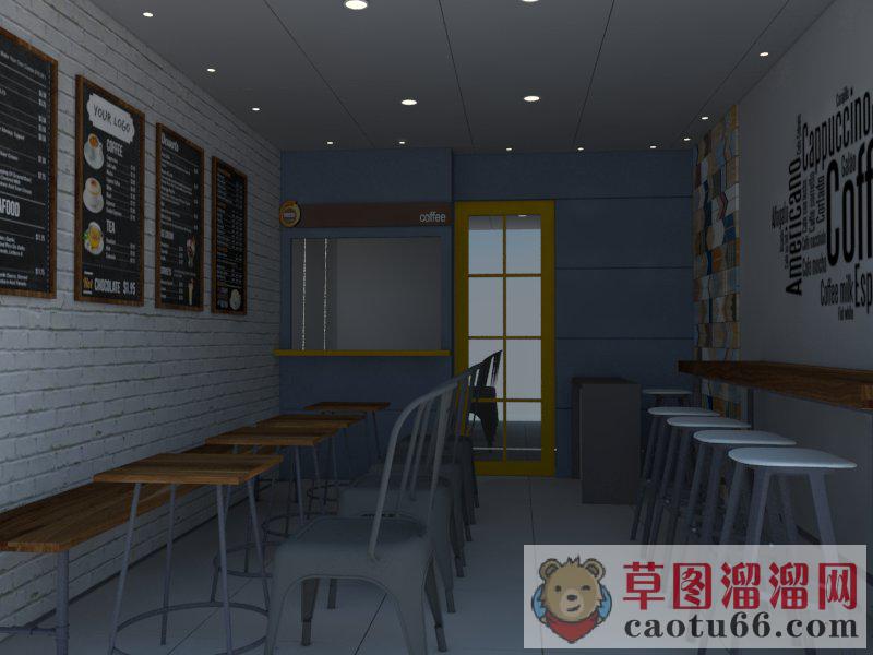 奶茶店饮食店咖啡店SU模型
