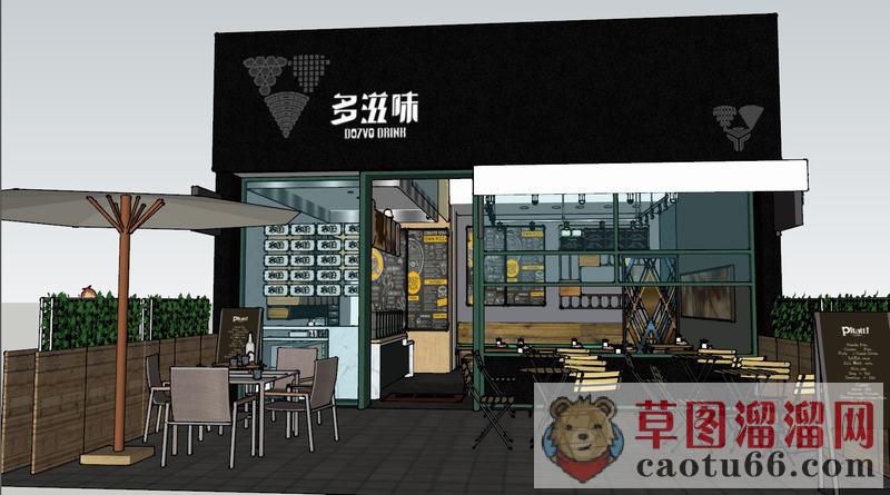 咖啡店饮品店奶茶店SU模型