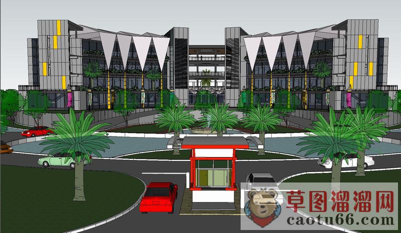 酒店景观建筑SU模型