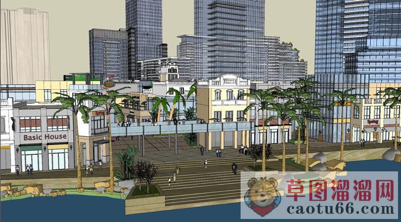 滨水城市商业SU模型