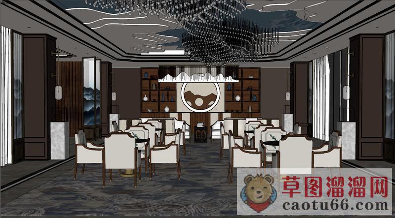 中式餐厅餐饮店SU模型