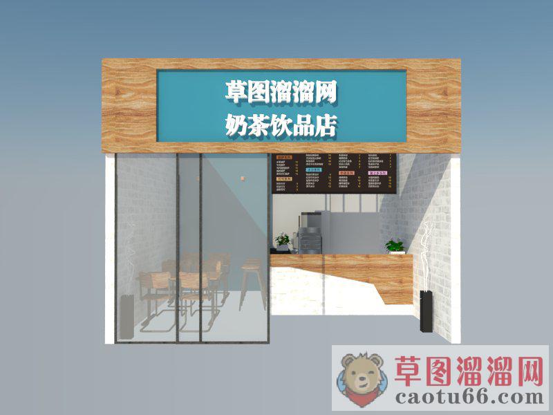 奶茶饮品店SU模型