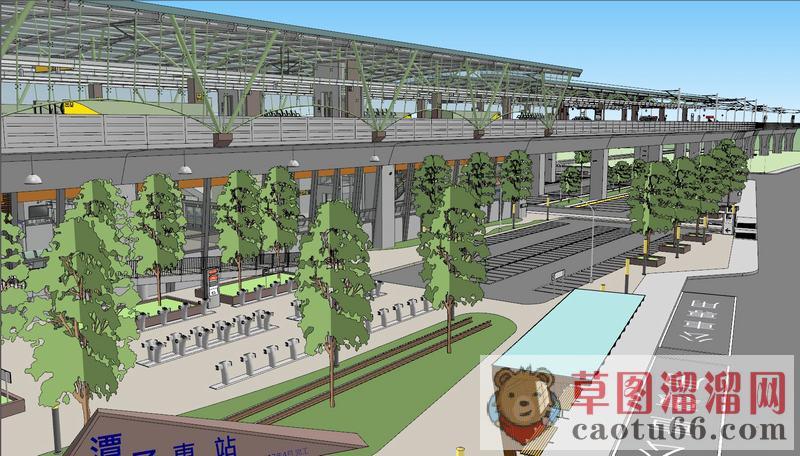 轻轨站火车站SU模型