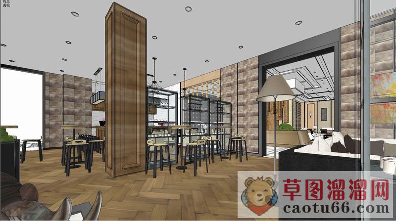 古典酒店大堂SU模型