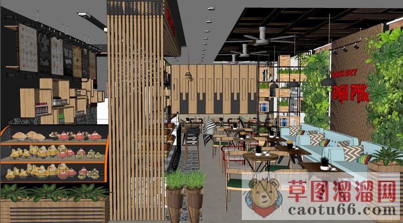 现代木质餐厅SU模型