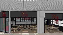 餐厅餐饮店餐馆SU模型